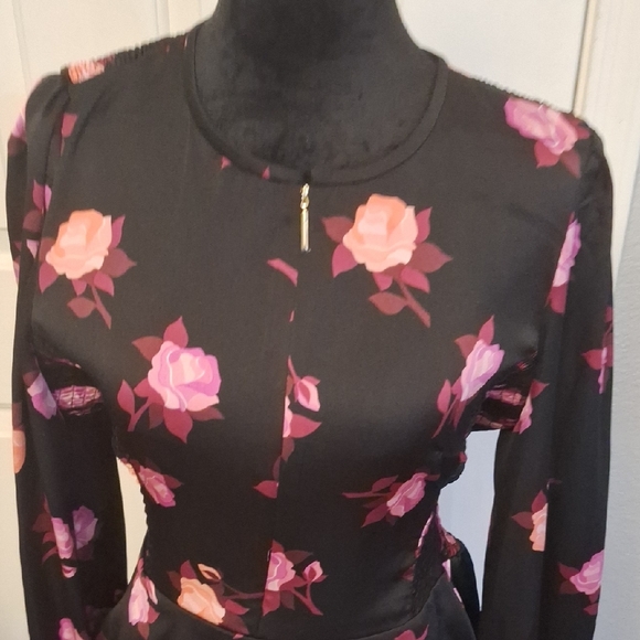 VSALE Kate Spade Black Dress with Pink Floral Design 14 NWT - Picture 7 of 12